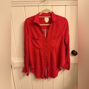 Maeve red shirts with polka dots, size large
